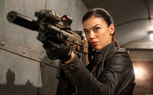 Movie, G.I. Joe: Retaliation, FN SCAR, Laser, Leather, Rifle, Woman, HD wallpaper HD wallpaper