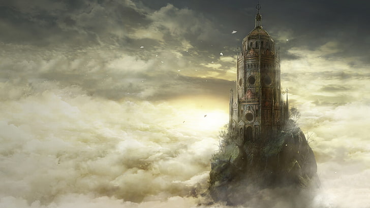 papel de parede digital do castelo de concreto, videogames, Dark Souls III, nuvens, HD papel de parede