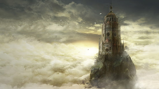 papel de parede digital do castelo de concreto, videogames, Dark Souls III, nuvens, HD papel de parede HD wallpaper