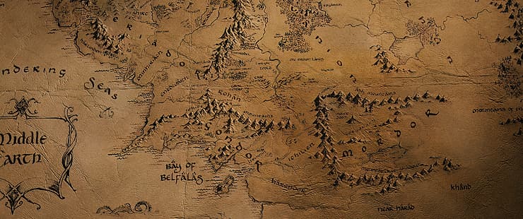The Lord of the Rings: The Fellowship of the Ring ، 4K Blu-ray ، Middle-Earth ، map ، Topaz DeNoise AI، خلفية HD HD wallpaper