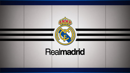 Real Madrid logo, logo, white, emblem, minimalism, background, football, soccer, Spain, football club, the white, El Real, Real Madrid logo, Real Madrid Wallpaper, Los Galacticos, HD wallpaper HD wallpaper
