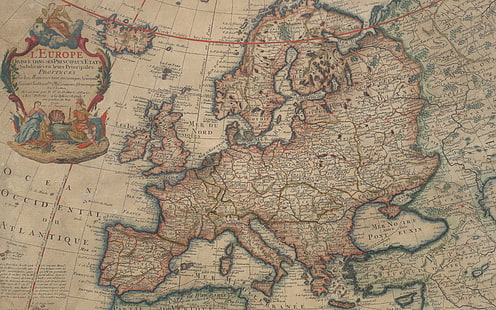  old maps, 1700, Map Of Europe, Vintage Europe map, Parchment, HD wallpaper HD wallpaper