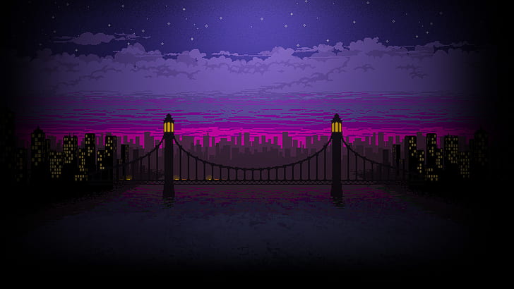 Brücke, Punch Club, Pixel Art, Nacht, HD-Hintergrundbild