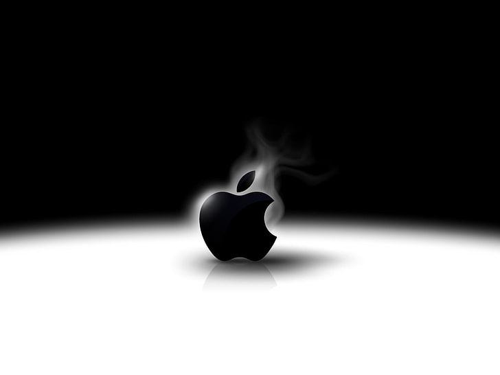 Apple-logotyp, Apple Inc., logotyp, svartvit, minimalism, HD tapet