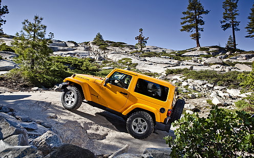 รถจี๊ปแรงเลอร์สีเหลือง Jeep Wrangler, วอลล์เปเปอร์ HD HD wallpaper