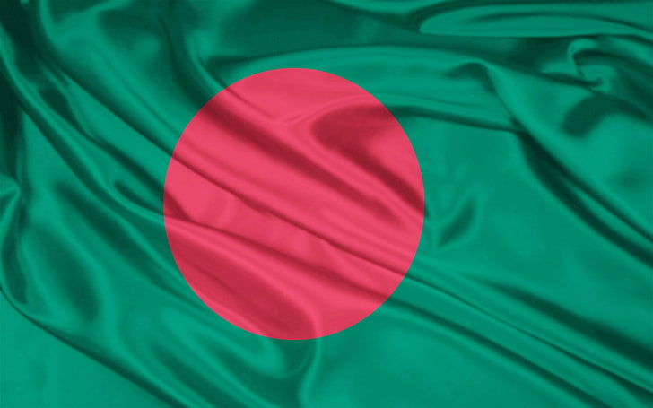 grün und grün textil, flagge, symbole, farben, materialien, seide, bangladesch, HD-Hintergrundbild