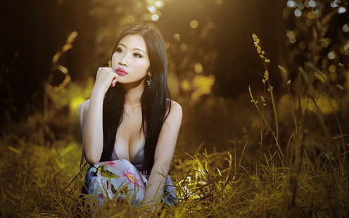 Азиатка, женщины, модель, расщепление, HD обои HD wallpaper