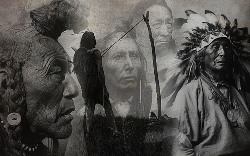 Rdzenni Amerykanie, przyroda, szarość, dzieło sztuki, Tapety HD HD wallpaper