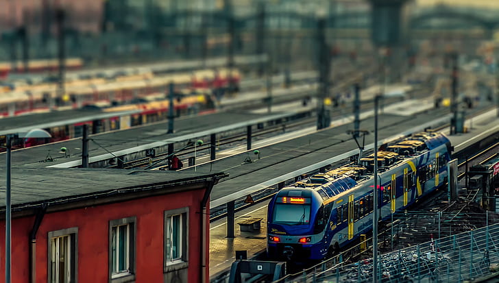기차, 독일, 틸트 시프트, 뮌헨, 기차역, HD 배경 화면