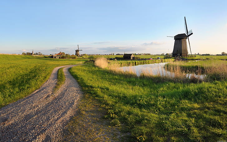 Farm Windmill, Farm, Windmill, Sfondo HD