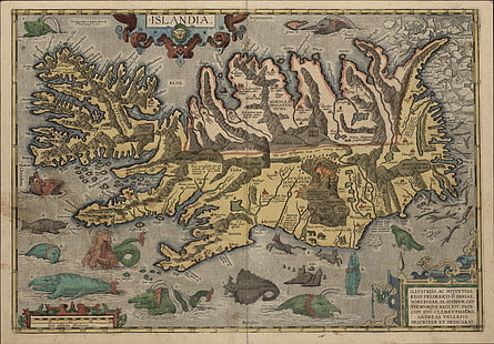 Исландия, картография, карта, ренессанс, HD обои HD wallpaper