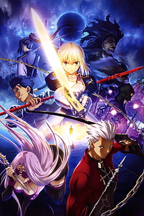 Illustration de personnages Fate Stay Night, Sabre, Cavalier (Fate / Stay Night), Archer (Fate / Stay Night), Lancier (Fate / Stay Night), Assassin (Fate / Stay Night), Fate / Stay Night, Fate / Stay Night:Travaux illimités sur les pales, série Fate, Berserker (Fate / Stay Night), Roulette (Fate / Stay Night), Fond d'écran HD HD wallpaper