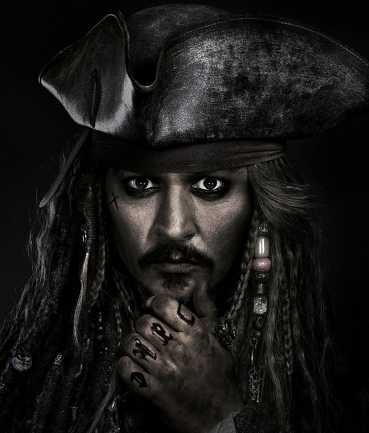 Kapten Jack Sparrow, Johnny Depp, Pirates of the Caribbean: Orang Mati Tell No Tales, Wallpaper HD, wallpaper seluler