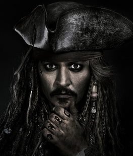 Kapten Jack Sparrow, Johnny Depp, Pirates of the Caribbean: Orang Mati Tell No Tales, Wallpaper HD HD wallpaper
