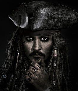 Jack Sparrow, Johnny Depp, Captain Jack Sparrow, Pirates of the Caribbean: Dead Men Tell No Tales, HD tapet HD wallpaper