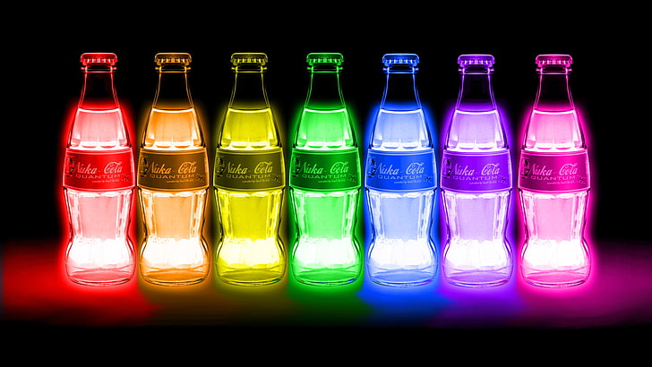 разноцветные, бутылки, Fallout 4, Nuka Cola, HD обои