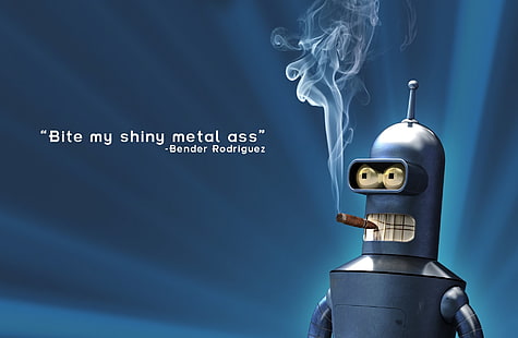 Futurama, Bender (Futurama), sigaro, robot, fumo, Sfondo HD HD wallpaper