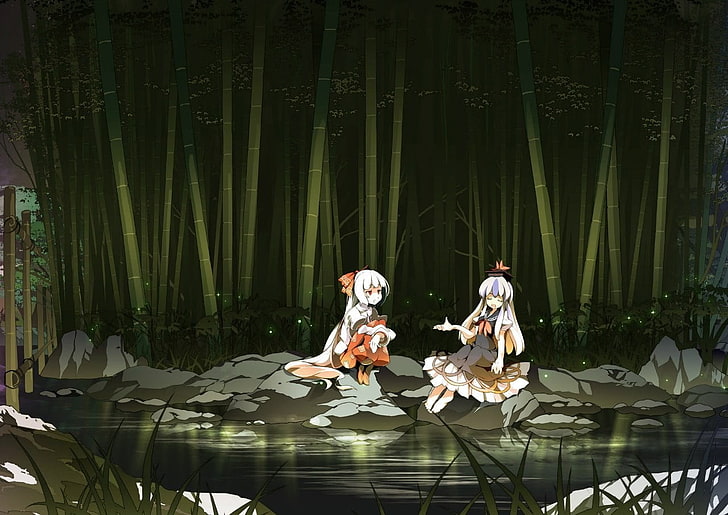 Anime, Anime Girls, Touhou, Fujiwara no Mokou, Kamishirasawa Keine, HD-Hintergrundbild
