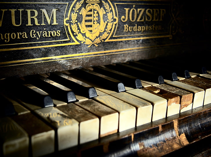 Old Piano, brown wooden piano, Vintage, Music, HD wallpaper