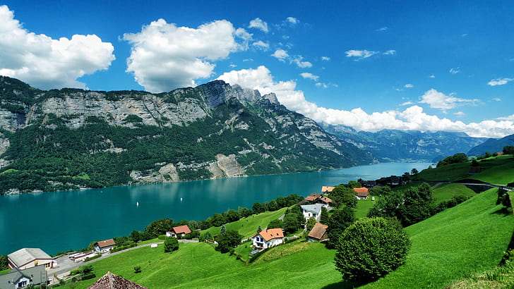 منظر طبيعي ، طبيعة ، غيوم ، سويسرا، خلفية HD