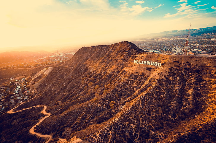 Hollywood, Los Angeles, hollywood, mountains, los angeles, HD wallpaper