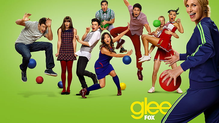 Émission de télévision, Glee, Chris Colfer, Cory Monteith, Finn Hudson, Jane Lynch, Kurt Hummel, Lea Michele, Rachel Berry et Sue Sylvester, Fond d'écran HD