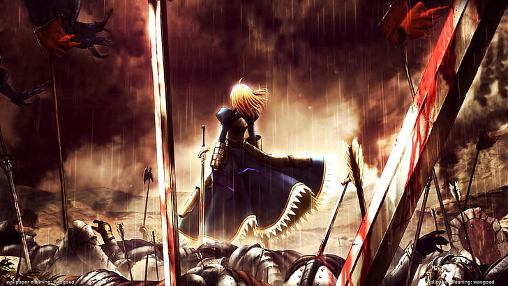 yellow-haired character wallpaper, anime, Fate Series, Fate/Zero, Saber, HD wallpaper