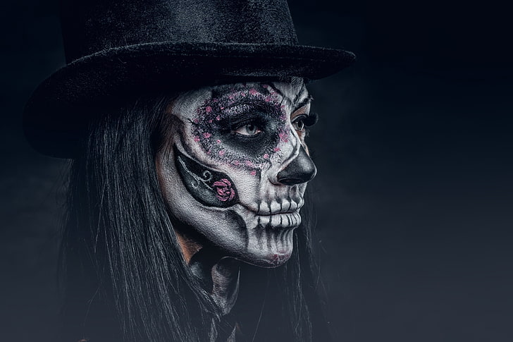Dia de los Muertos, แต่งหน้า, ผู้หญิง, นางแบบ, วอลล์เปเปอร์ HD