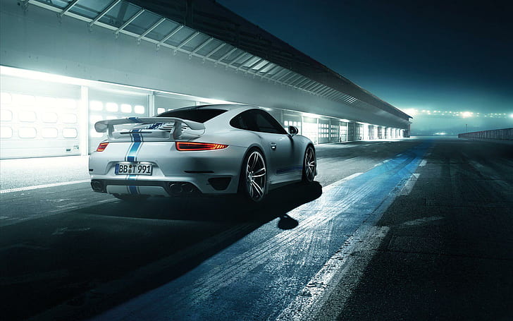 TechArt Porsche 911 Turbo S 2014、ホワイトスポーツクーペ、ポルシェ、ターボ、techart、2014、車、 HDデスクトップの壁紙