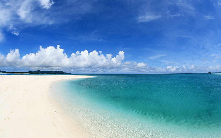 Плажна ивица, плаж, брегова линия, HD тапет