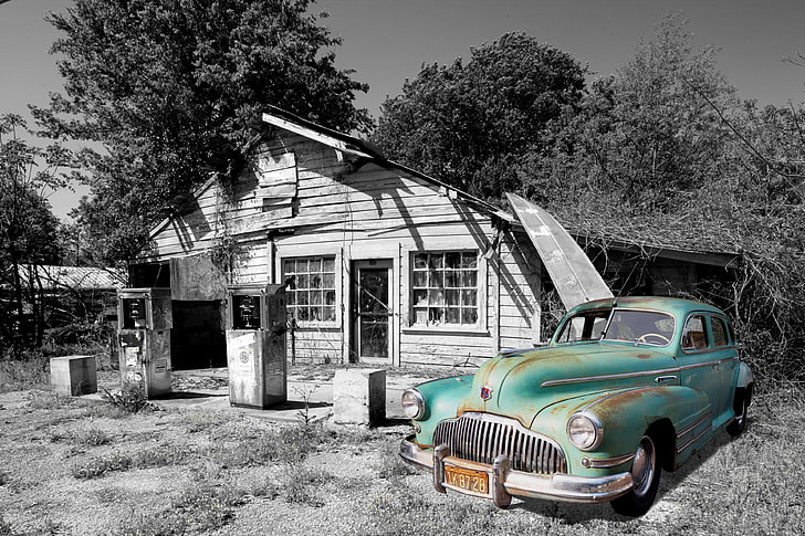 america, auto, chrysler, gasolin, historically, lapsed, leave, north america, old gas station, oldtimer, petrol stations, refuel, traffic, usa, HD wallpaper