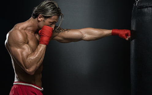Boxer Punch Punching Bag, svart tung väska, Sport, Boxning, träning, HD tapet HD wallpaper