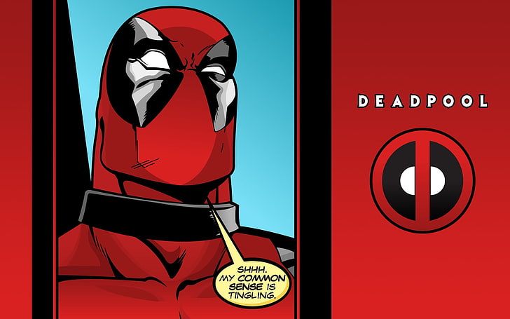 ديدبول التوضيح ، Deadpool ، كاريكاتير ، أحمر، خلفية HD