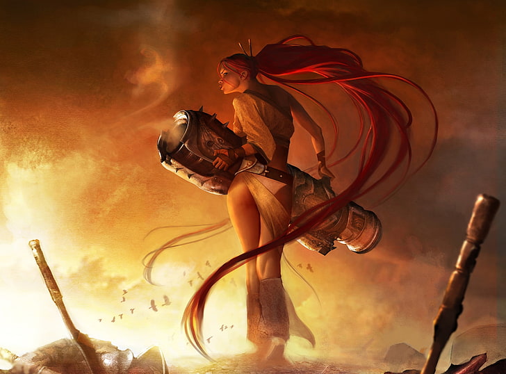 Nariko - Heavenly Sword, illustrazione femminile dai capelli rossi, Giochi, Heavenly Sword, nariko, nariko celeste spada, celeste spada arte, celeste spada gioco, Sfondo HD