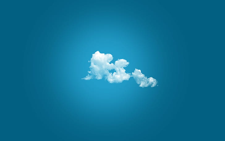 sky, anime, clouds, blue, nature, minimalism, simple background, blue background, artwork, HD wallpaper