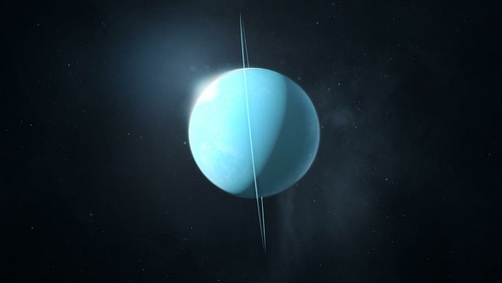 Uran, ilustracja niebiesko-zielonej planety, fantasy, 2560x1440, planeta, uran, Tapety HD
