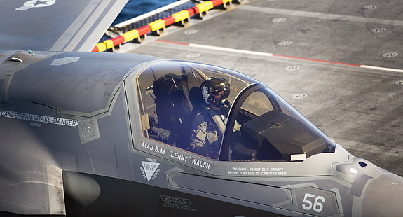 пилот, Lockheed Martin F-35 Lightning II, самолет, военный самолет, морская пехота США, HD обои HD wallpaper