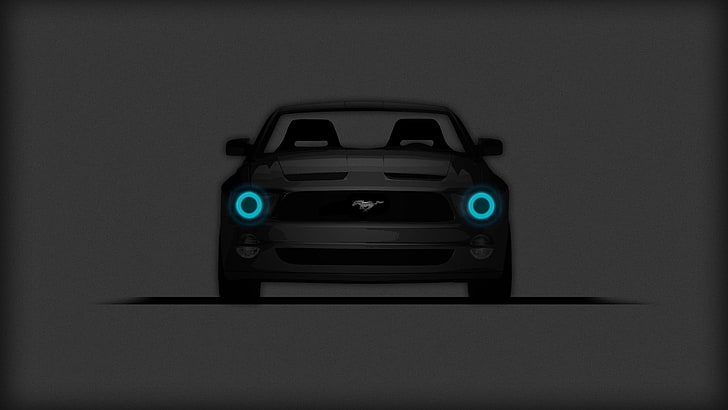 szary Ford Mustang, Ford Mustang, Ford Mustang GT, samochód, minimalizm, muscle cars, Tapety HD