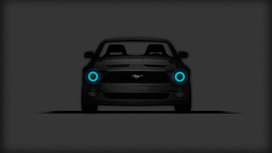 серый форд мустанг, форд мустанг, форд мустанг GT, суперкар, минимализм, мускул кар, HD обои HD wallpaper