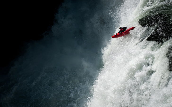 Kayak Waterfall Stop Action HD, deportes, cascada, acción, parada, kayak, Fondo de pantalla HD