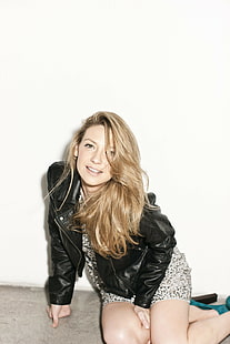 Anna Torv, blonde, Fringe (TV series), women, actress, leather jackets, HD wallpaper HD wallpaper