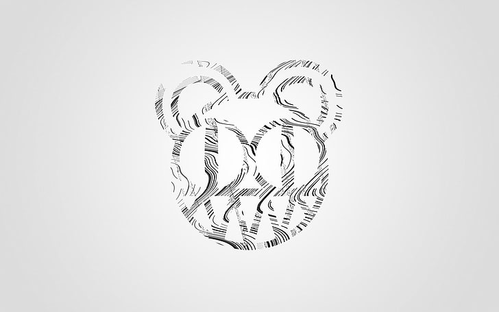 svartvit illustration, radiohead, symbol, mus, bakgrund, grafik, HD tapet