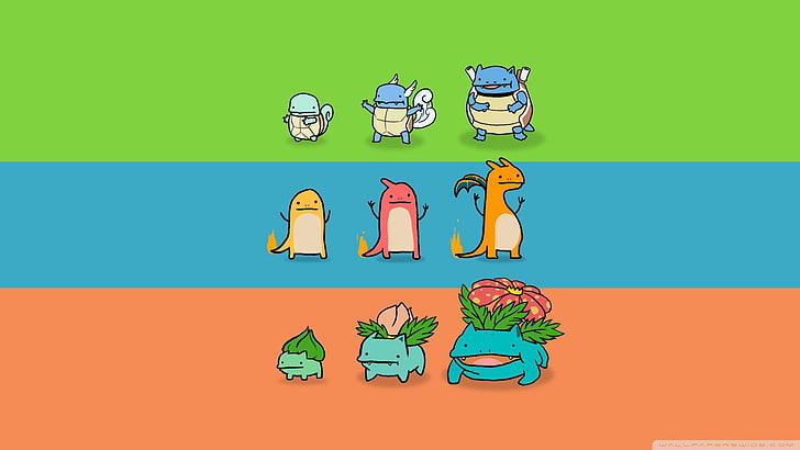 ilustração de personagens de desenhos animados, Pokémon, minimalismo, colorido, videogame, HD papel de parede