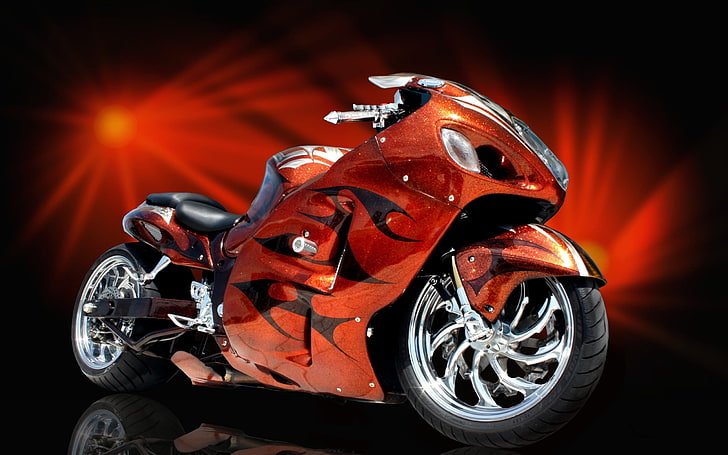 red and black sports bike, RED, AIRBRUSHING, SPORTBIKE, TUNING, HD wallpaper