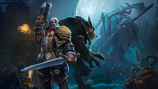 Tapeta mężczyzna trzymający miecz i karabin, Blizzard Entertainment, Heroes of the Storm, Genn Greymane, Worgen, Tapety HD HD wallpaper