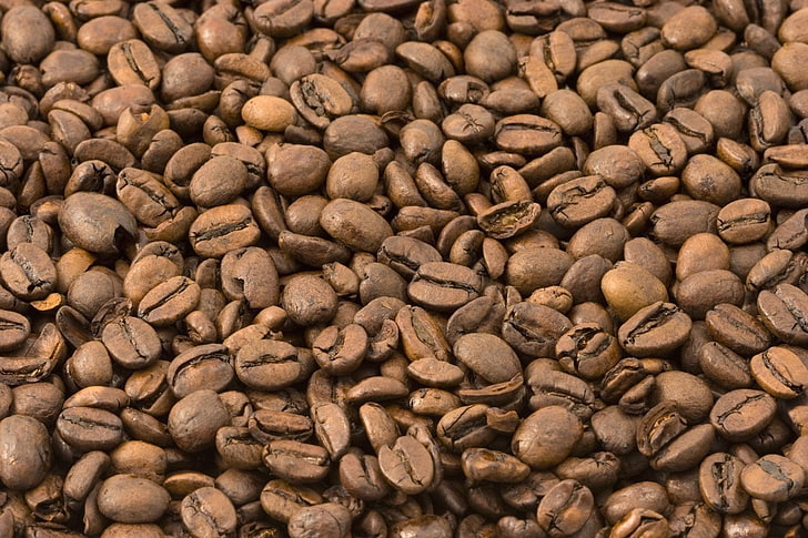 กาแฟเมล็ดกาแฟสีน้ำตาลระยะใกล้ธรรมชาติ, วอลล์เปเปอร์ HD