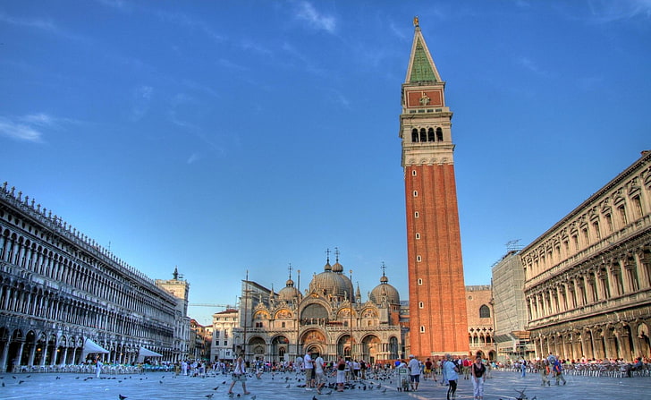 St Mark's Square, Venice, Italy, brown temple, Europe, Italy, Mark's, Square,, Venice, HD wallpaper