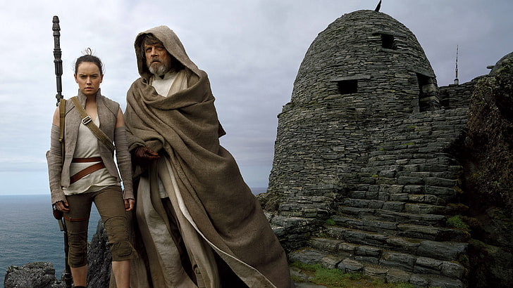 Rey, Daisy Ridley, 4K, Luke Skywalker, Mark Hamill, Star Wars: The Last Jedi, HD tapet