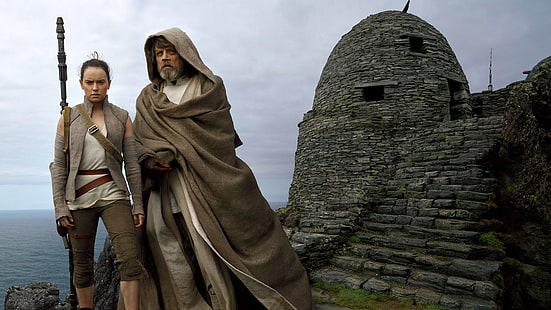 Rey, Daisy Ridley, 4K, Luke Skywalker, Mark Hamill, Guerra nas Estrelas: Os Últimos Jedi, HD papel de parede HD wallpaper