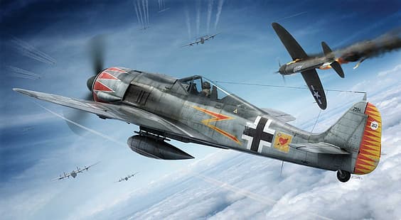 World War II, fw 190, Focke-Wulf, Focke-Wulf Fw 190, airplane, war, aircraft, HD wallpaper HD wallpaper